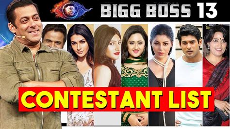Bigg Boss 13 Contestants List Yoursnews