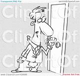 Door Cartoon Clip Businessman Knocking Outline Illustration Rf Royalty Toonaday sketch template
