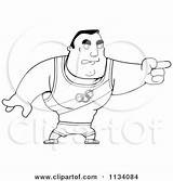 Angry Athlete Olympic Outlined Pointing Buff Man Clipart Cartoon Cory Thoman Coloring Vector sketch template