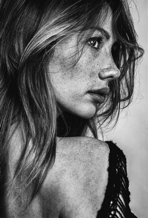 freckles black and white photography portrait of a girl over the shoulder easy messy