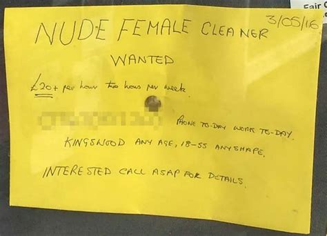 naked cleaner ad in newsagent s window yields eight applications for 70