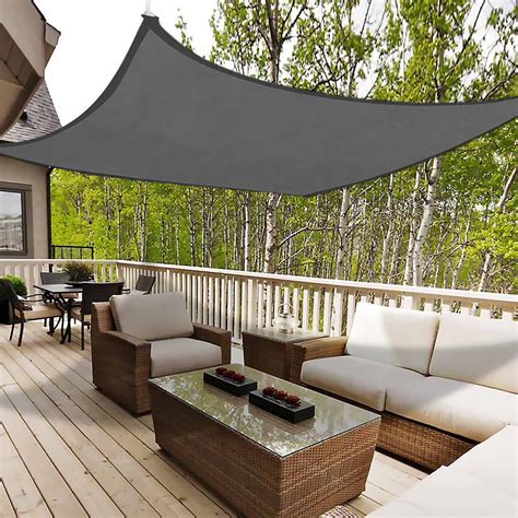 sun shade sail canopy rectangle grey uv block sunshade  backyard deck outdoor ebay