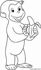 Coloring Pages George Curious Monkey Easy Printable Colouring Kids Print Format Vector Cartoon sketch template