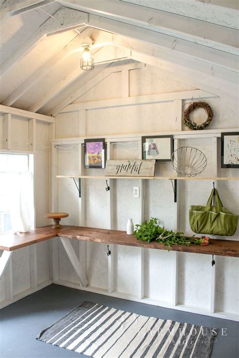 light  bright farmhouse style  shed shed interior shed