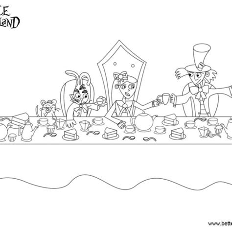 alice  wonderland tea party coloring pages mad hatter