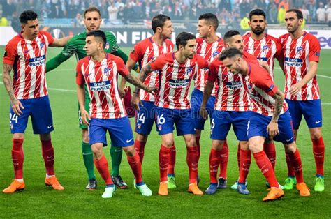 lyon france 16 may 2018 athletico madrid players and