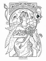Coloring Pages Fairy Gothic Fairies Printable Adult House Nouveau Mystical Vampire Anime Mermaid Book Elf Goth Fantasy Getcolorings Elves Color sketch template