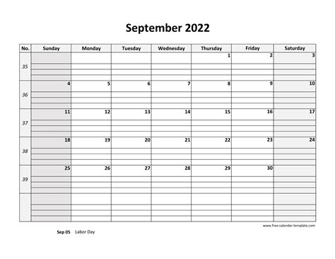 september  calendar  printable  grid lines designed