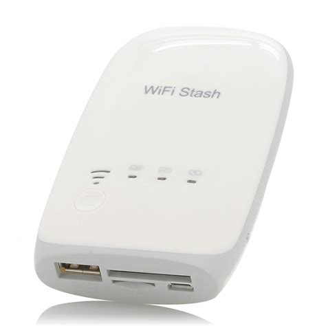 wi fi stash wireless sd card reader  android ios  pc mah powerbank  meter range