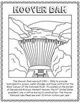 Dam Hoover Coloring Craft Geography Informational Poster Text sketch template
