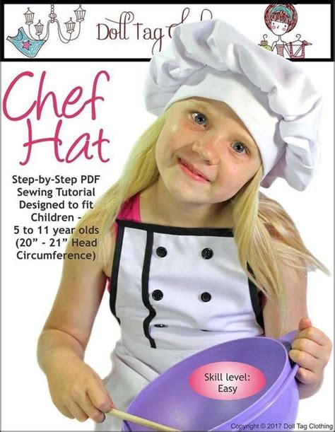 sewing pattern childrens chef hat chef hats  kids sewing