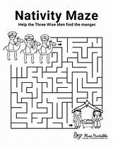 Maze Nativity Mazes Museprintables sketch template