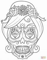 Calavera Dibujos Caveira Totenkopf Coloring4free Muertos Mexicana Supercoloring Sombrero Açúcar sketch template