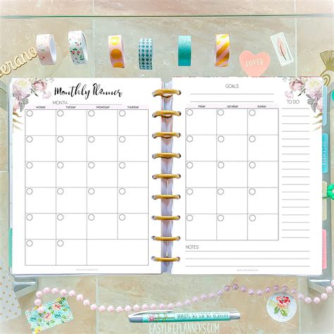 monthly planner printable   fit happy planner insert  erin