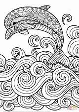 Waves Zentangle Dolphin Scrolling Wave sketch template