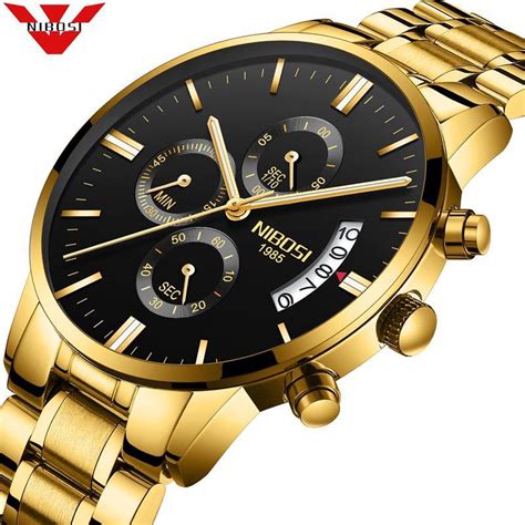 bolcom nibosi horloges voor mannen horloge mannen luxe zwart op goud design gouden