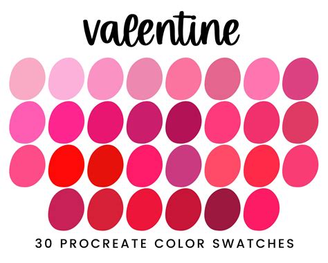 Valentine Procreate Color Palette Swatches Instant Download Color