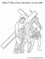 Cross Jesus Coloring Pages Simon Carrying Drawing Cyrene Station His Carry Helps Color Kids Sabbath Printable Getcolorings Sheets School Getdrawings sketch template