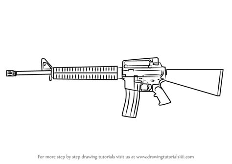 Learn How To Draw A M16 Rifle Rifles Step By Step – Artofit