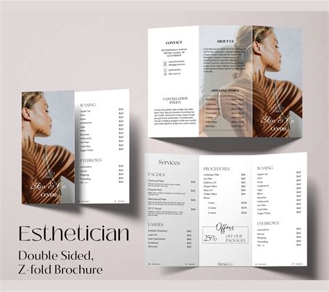 esthetician trifold brochure spa brochure template printable etsy