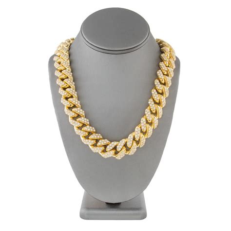 ctw diamond mm cuban link chain  inches  yellow gold milon luxury jewelry