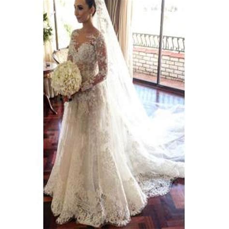 Classic Lace A Line Wedding Dress 2017 Long Sleeve With