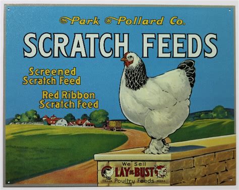 park and pollard scratch feed tin metal sign vintage style