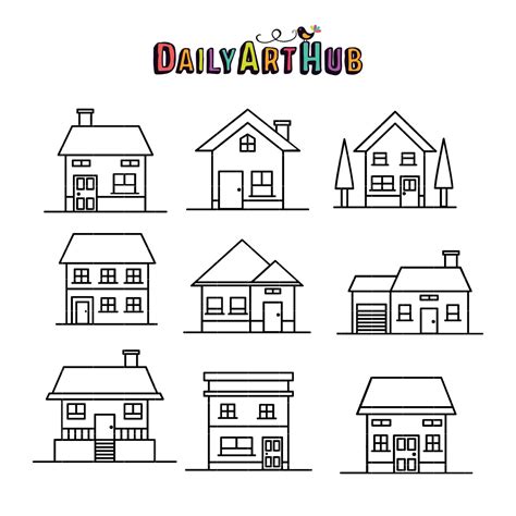 houses outline clip art set daily art hub graphics alphabets svg