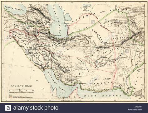 Map Of The Ancient Persian Empire Color Lithograph Stock