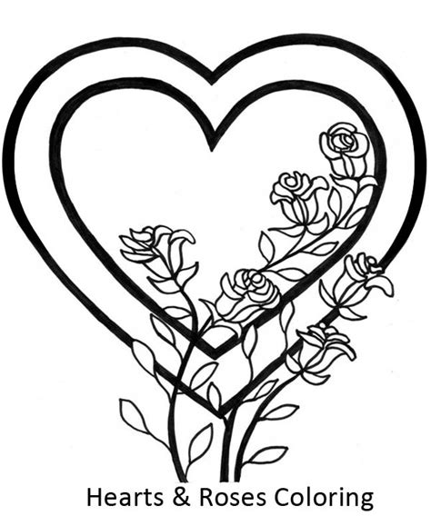 awesome picture  hearts  roses coloring page color luna