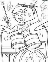 Coloring Pages Drum Band Boy Rock Roll Set Drummer Color Kids Play Hiking Drawing Showtime Drumset Drums Playing Printable Getcolorings sketch template