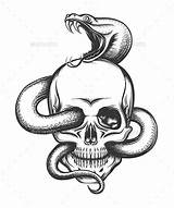 Tete Mort Serpiente Skulls Serpientes Calavera Grim Lebka Graphicriver Lapiz Leppard Occult Ripper Witches Doom Skeletons Illustrazione Serpent Calaveras Serpente sketch template