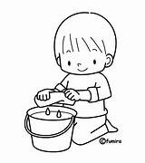 Coloring Colorear Para Pages Cleaning Boy Preschool Limpiando Nino Dibujos Imagenes Con Raste Enblog Trapo sketch template