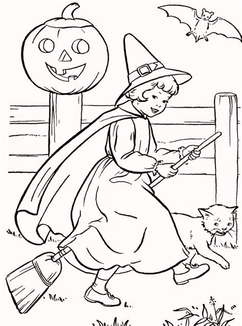 vintage halloween art witch coloring pages halloween coloring