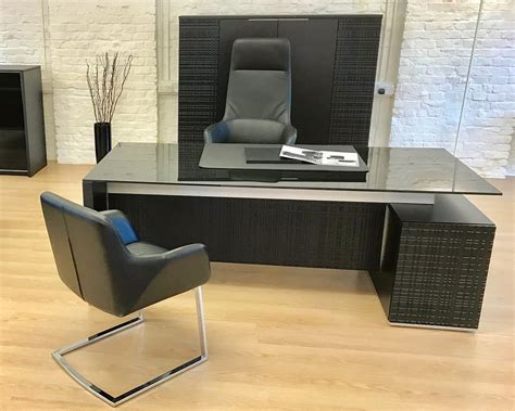 modi luxury black glass executive desks with rectangular or l shaped