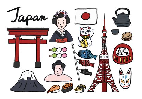 collection  iconic symbols  japan   vectors clipart