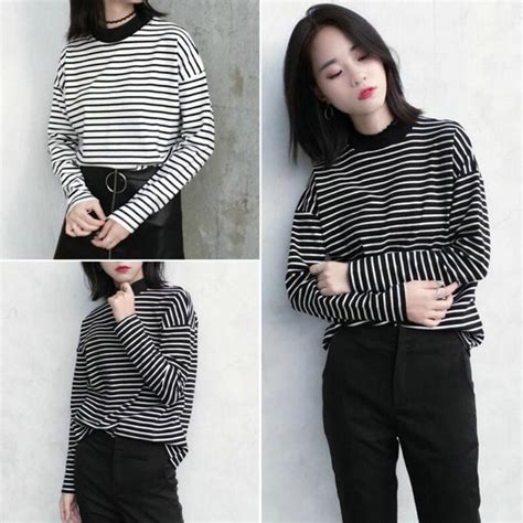 2019 Fashion Striped T Shirt Women Korean Style Crop Top