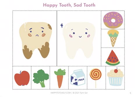 happy tooth sad tooth  cute dental health printable activity