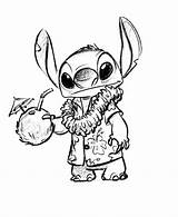 Stitch Hawaiian Disney Drawing Coloring Stich Sketches sketch template
