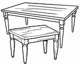 Table Coloring Wooden Pages Furniture Kids Simple sketch template