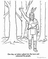 Pilgrims Coloring Pages Thanksgiving Squanto Pilgrim First Indians Story Samoset American Family Printables Printable Print History Contact Native Sheets Printing sketch template