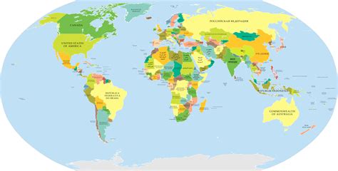 world map showing countries  named    languages detailed world map world map