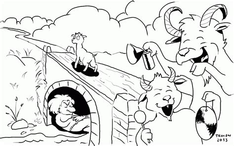 billy goats gruff coloring pages coloring home