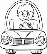 Car Cartoon Coloring Boy Stock Vector Toy Cute Book Kids Illustration Electric Pages Clipart Drawing Line sketch template