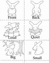 Opposites Coloring Pages Opposite Preschool Printables Kids Printable English Clipart Words Little Worksheet Color Crafts Activities Bunny Learning Concepts Game sketch template