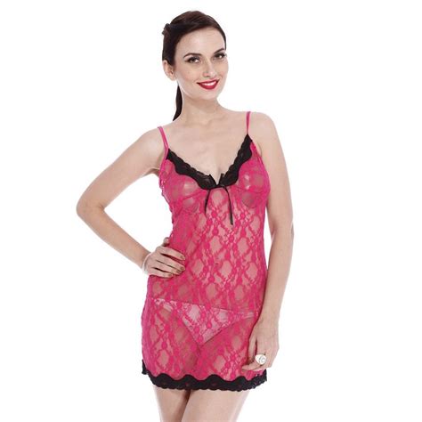 buy stretchable all over lace slip in hot pink online