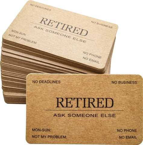 rxbc retired business cards kraft paper funny retirement gift pack