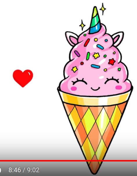 screenshot ⁨how to draw a unicorn ice cream easy and cute