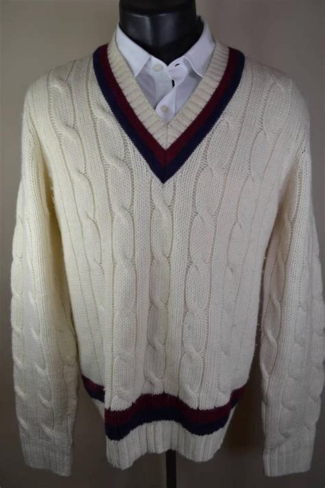 Brooks Brothers Wool Cable Knit Tennis Sweater Tennis Sweater Men