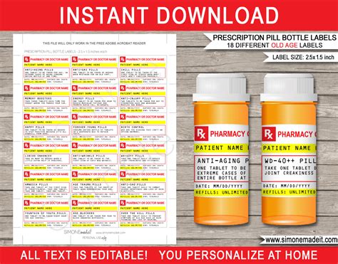 printable prescription warning labels chill pill doctor glass